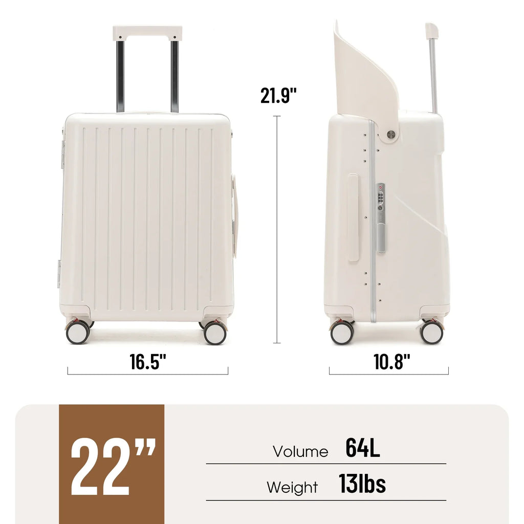Nouveauté 2026 – Valise 22 pouces avec serrure TSA, idéale pour enfants et adultes, roulettes pivotantes verrouillables, housse de protection et ceinture de sécurité incluses