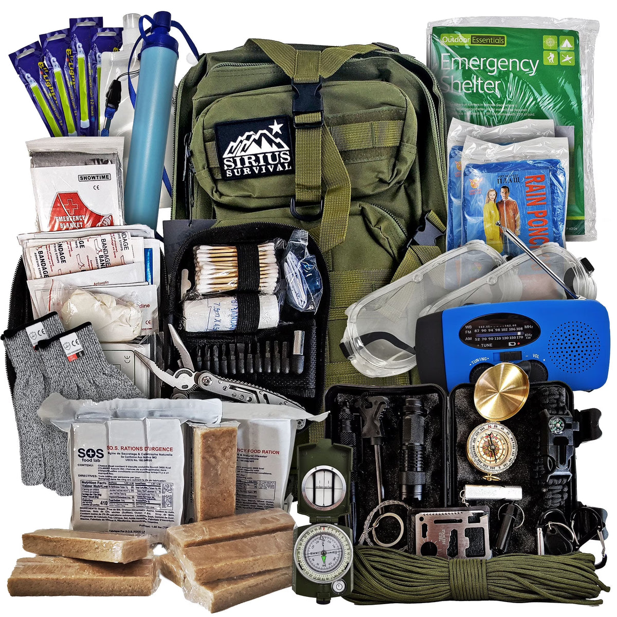 Nouveauté 2026 – Kit de survie d'urgence Vital pour 72 heures en famille - Sac d'évacuation pour ouragans, inondations, tornades ou autres catastrophes - Kit de nourriture et d'eau pour 2 personnes pour 72 heures