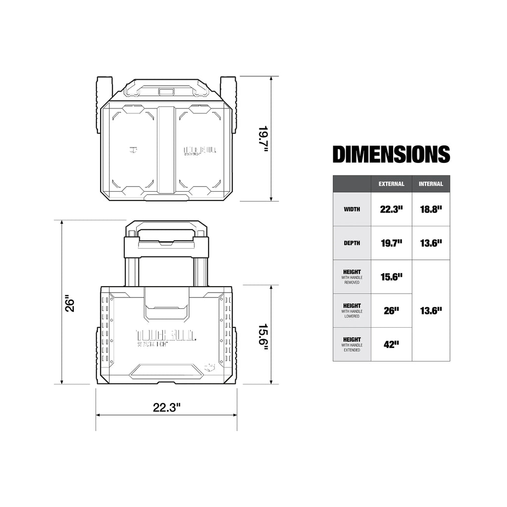 Nouveauté 2026 – Boîte à outils roulante ToughBuilt 2-en-1 portable avec roulettes et conception empilable