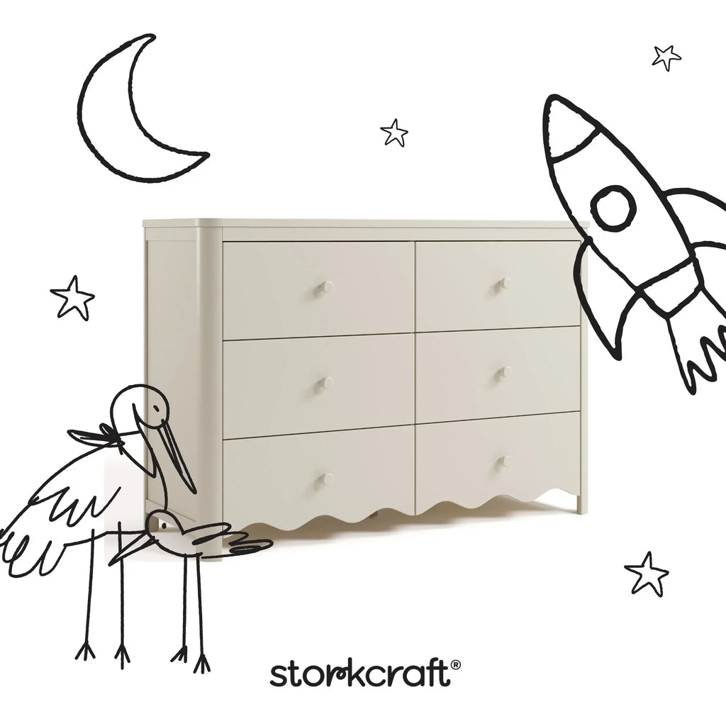 Nouveauté 2026 – Commode pour chambre d'enfant Storkcraft Casablanca 6 tiroirs, couleur sauge