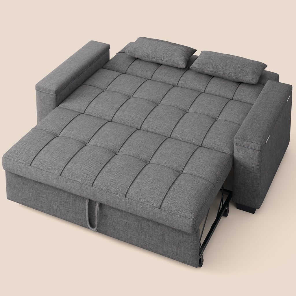 Nouveauté 2026 – Canapé-lit convertible 3 en 1 Lofka avec rangement, dossier réglable et fonction gigogne - Fauteuil-lit idéal pour les petits espaces et les appartements, gris foncé