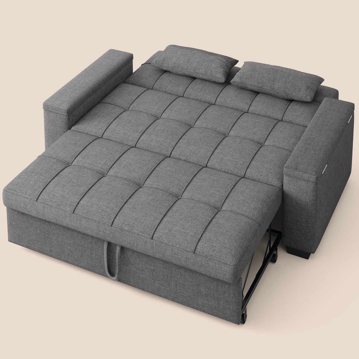 Nouveauté 2026 – Canapé-lit convertible 3 en 1 Lofka avec rangement, dossier réglable et fonction gigogne - Fauteuil-lit idéal pour les petits espaces et les appartements, gris foncé