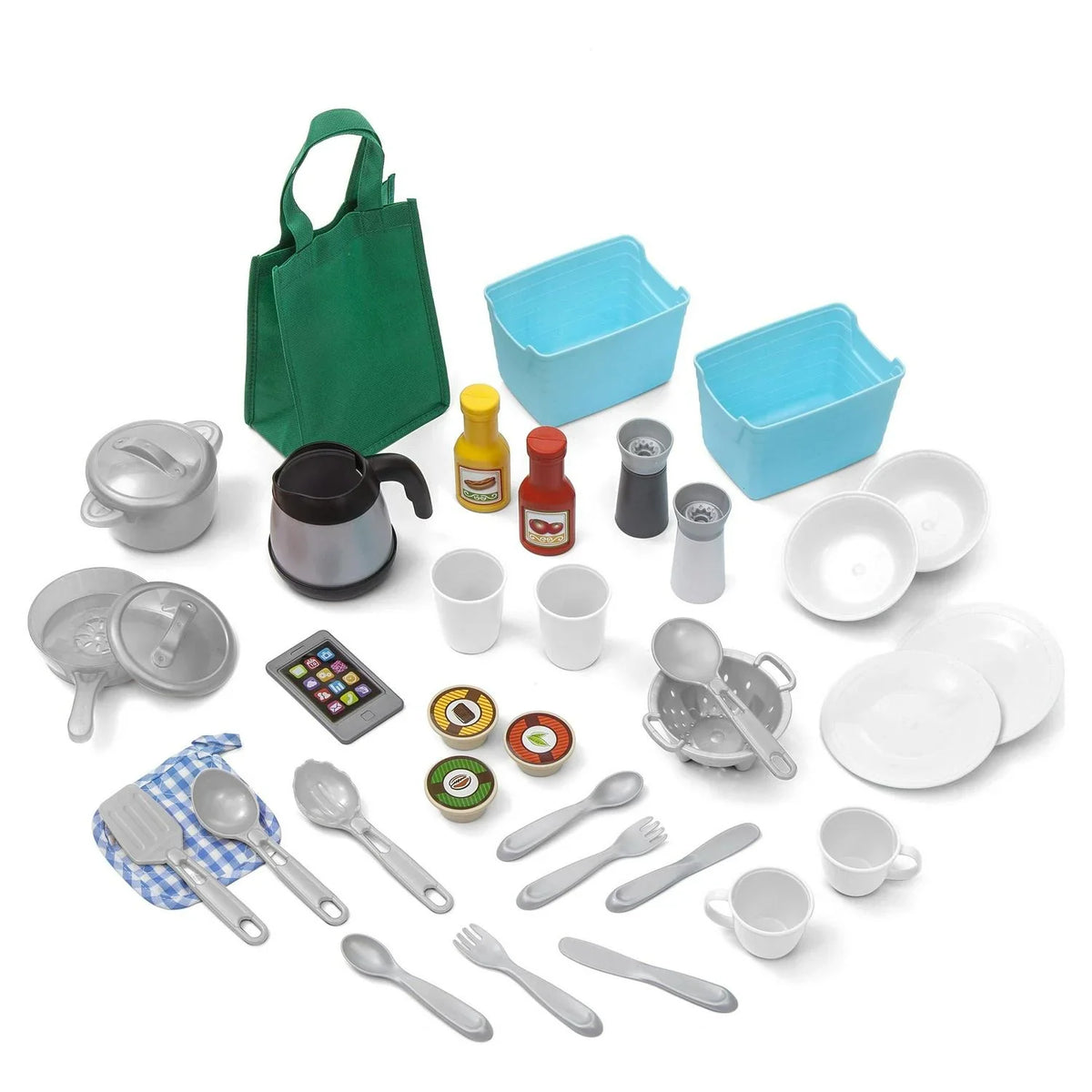 Nouveauté 2026 – Cuisine pour tout-petits Step2 Great Gourmet rose tendre en plastique souple avec ensemble de jeu de 35 pièces
