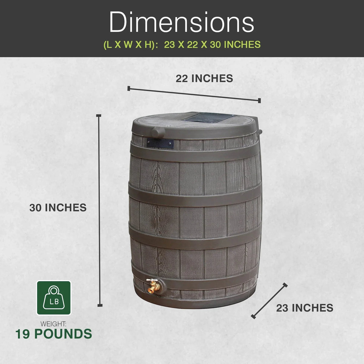 Nouveauté 2026 – Récupérateur d'eau de pluie Good Ideas Rain Wizard 50 gallons (190 litres