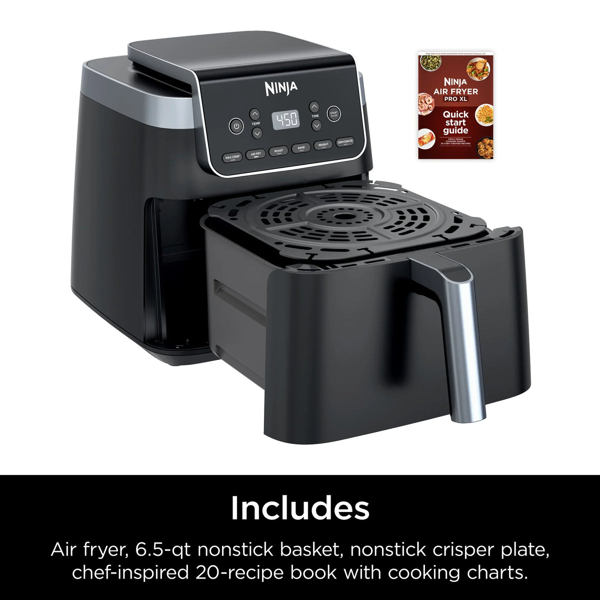 Nouveauté 2026 – Friteuse à air Ninja Pro XL 6-en-1 avec une capacité de 6,5 L, fonctions Max Crisp, friture à air chaud, rôtissage à air chaud, cuisson au four, réchauffage et déshydratation