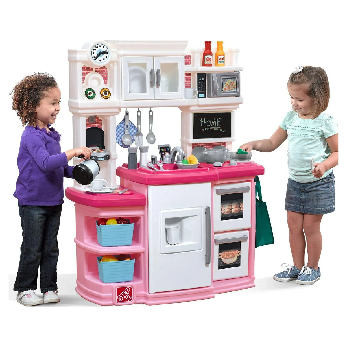 Nouveauté 2026 – Cuisine pour tout-petits Step2 Great Gourmet rose tendre en plastique souple avec ensemble de jeu de 35 pièces
