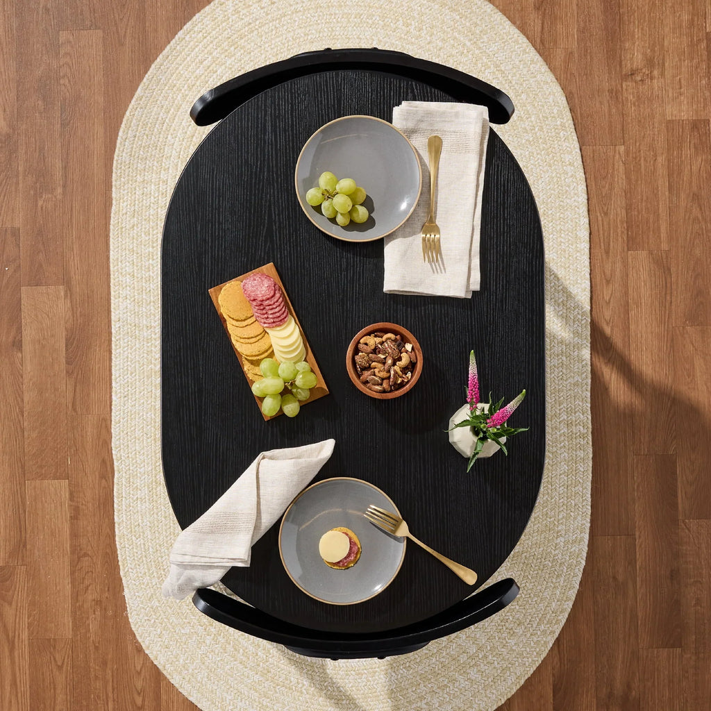 Nouveauté 2026 – Ensemble table et chaises ovales modernes 3 pièces Best Choice Products , petit coin repas avec 2 chaises - Noir/Noir