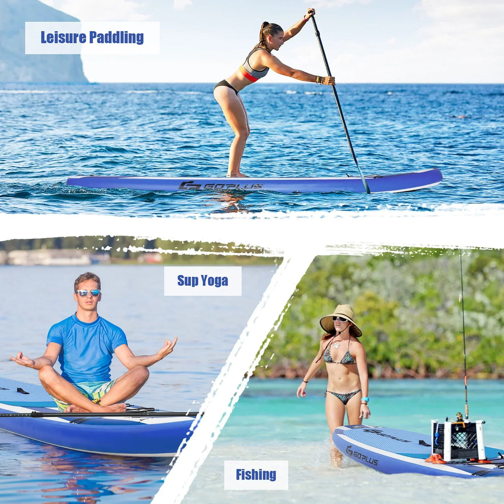 Nouveauté 2026 – Planche de paddle gonflable Goplus 11’ (3,35 m) avec sac de transport et pagaie en aluminium, bleu marine