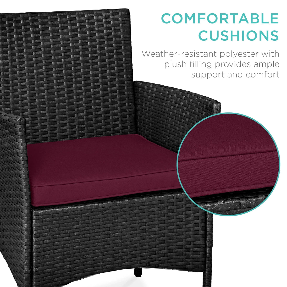 Nouveauté 2026 – Ensemble bistro de jardin 3 pièces en résine tressée Best Choice Products , avec 2 chaises et une table - Gris/Bleu marine