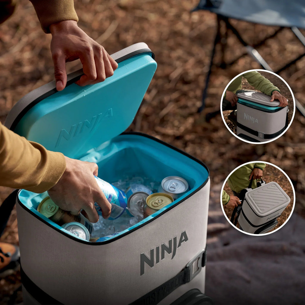 Nouveauté 2026 – Glacière souple Ninja Outdoor FrostVault Go 24 canettes avec zone froide et sèche, bleu bord de lac - FF124NV