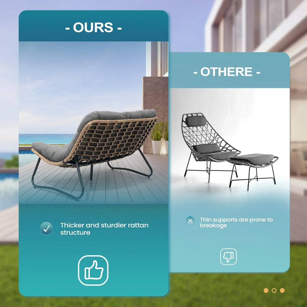 Nouveauté 2026 – Canapé deux places de patio Crestlive Products , grand meuble en rotin résistant aux intempéries avec coussins moelleux, canapé d'extérieur pour balcon, piscine, jardin (beige