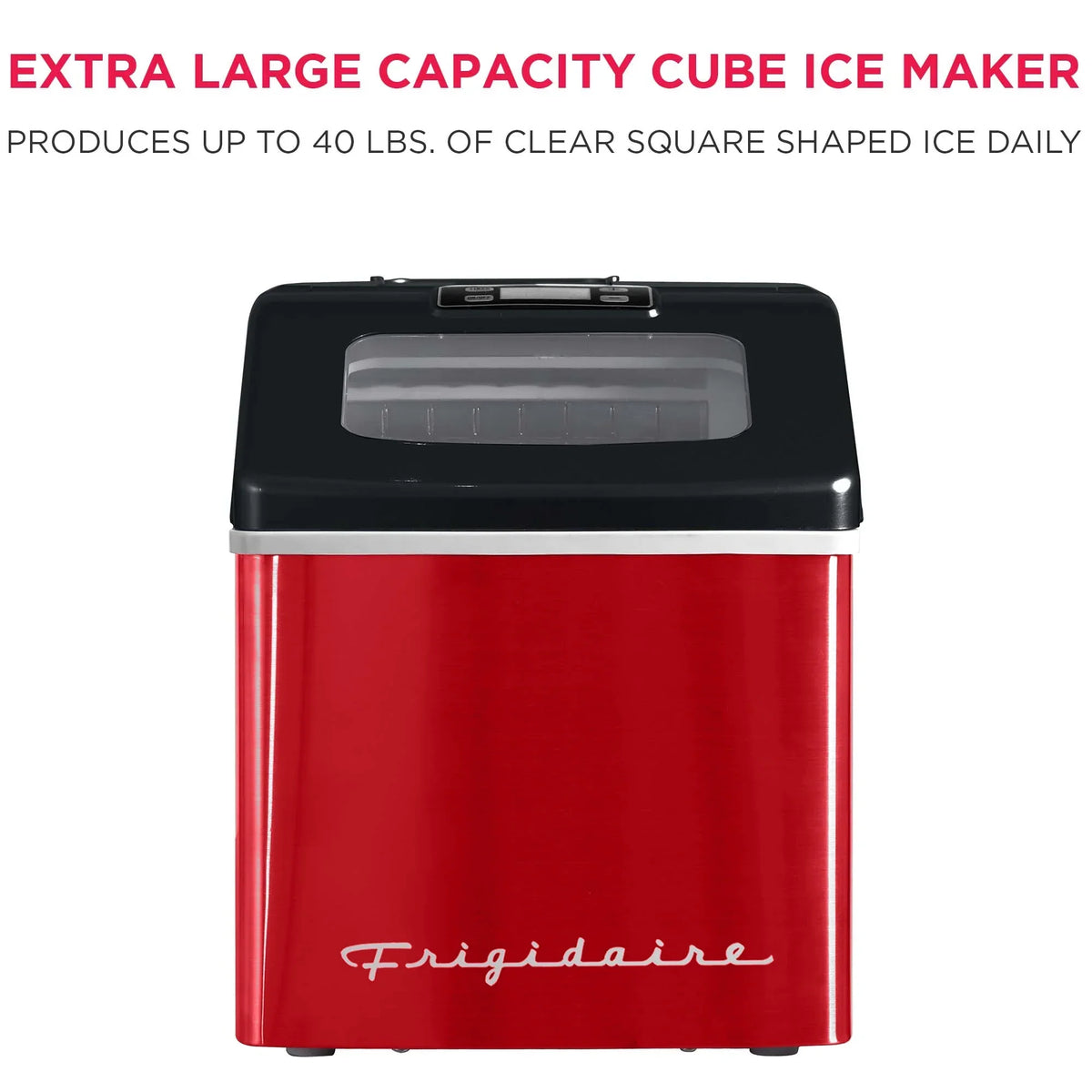 Nouveauté 2026 – Machine à glaçons carrée transparente de comptoir Frigidaire , 18 kg (40 lb) - Acier inoxydable