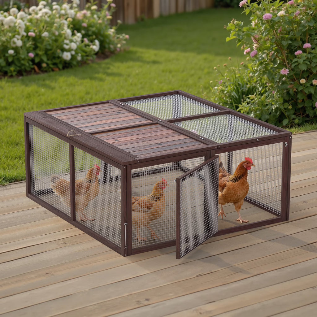 Nouveauté 2026 – Poulailler portable , clapier, cage d'extérieur en bois pour petits animaux (lapins, canards, poussins, cailles), aucun assemblage requis