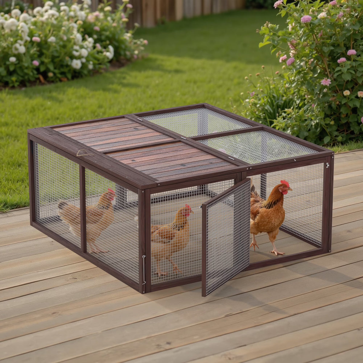 Nouveauté 2026 – Poulailler portable , clapier, cage d'extérieur en bois pour petits animaux (lapins, canards, poussins, cailles), aucun assemblage requis
