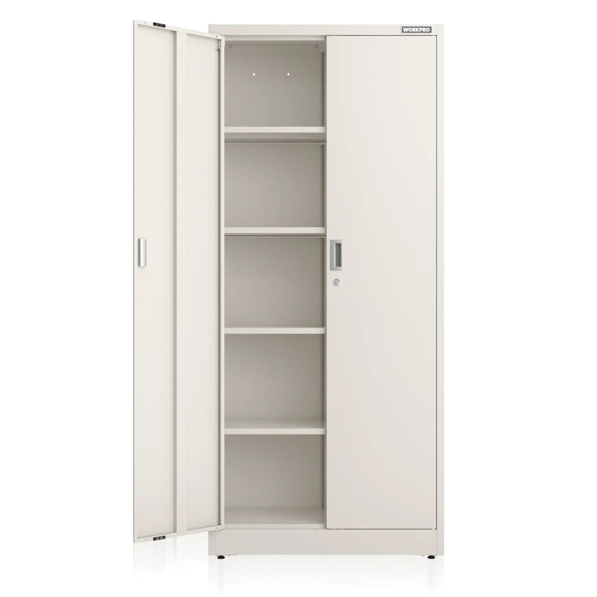 Nouveauté 2026 – Armoire de rangement métallique WORKPRO avec portes verrouillables et étagères réglables, hauteur 180 cm (71 pouces), idéale pour les outils, le bureau, la maison et les ateliers (noir), emballage soigné