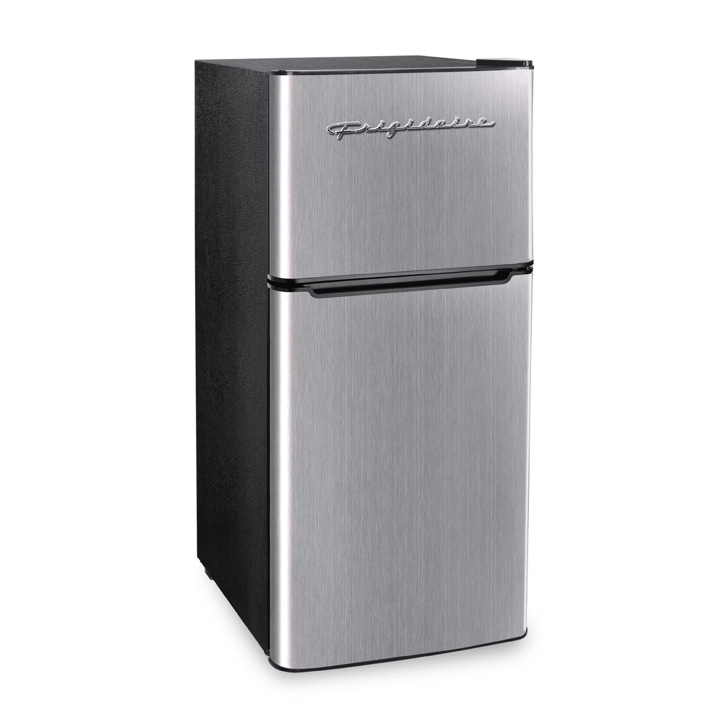 Nouveauté 2026 – Réfrigérateur compact Frigidaire 2 portes, 4,5 pi³, finition chromée, EFR451, platine