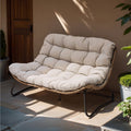 Nouveauté 2026 – Canapé deux places de patio Crestlive Products , grand meuble en rotin résistant aux intempéries avec coussins moelleux, canapé d'extérieur pour balcon, piscine, jardin (beige
