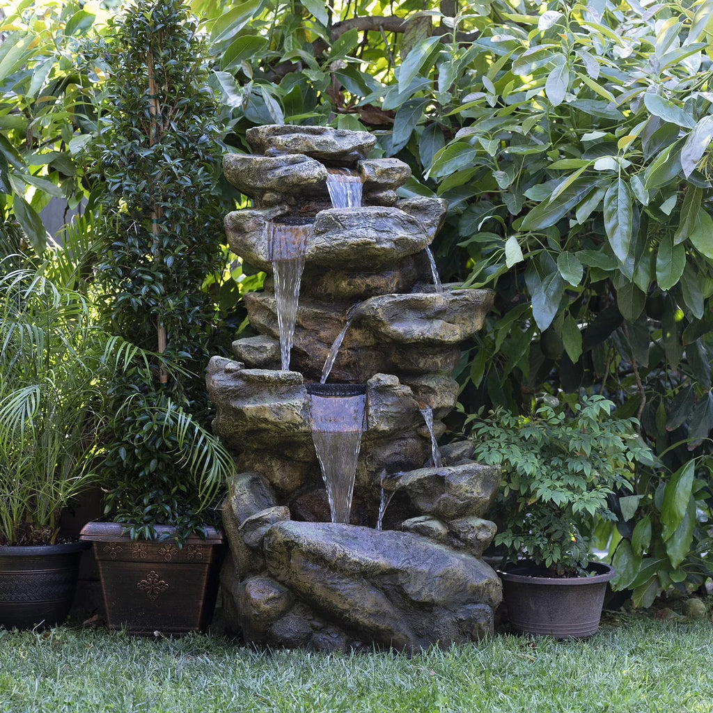 Nouveauté 2026 – Fontaine à eau amazonienne à 6 niveaux avec lumières LED, Alpine Corporation
