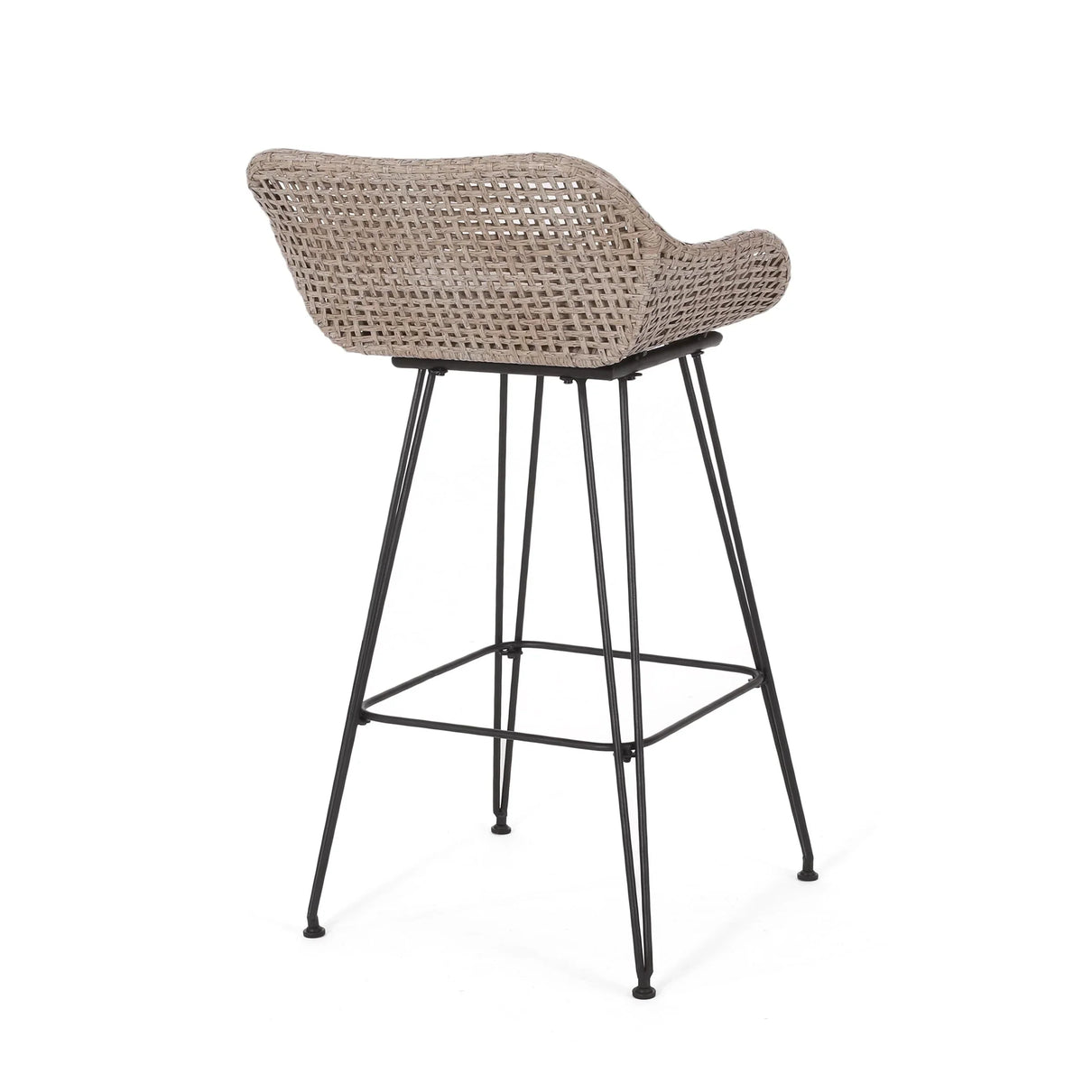 Nouveauté 2026 – Tabourets de bar d'extérieur Verano en résine tressée et métal avec coussin, lot de 4, coloris marron et beige
