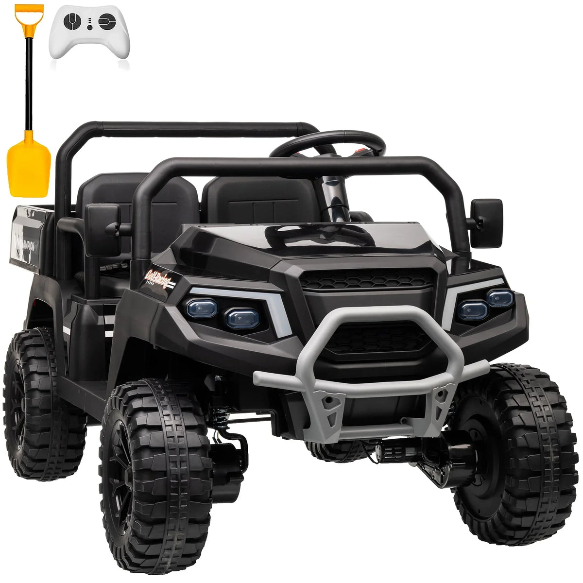 Nouveauté 2026 – Joyracer , véhicule tout-terrain électrique (UTV) 24 volts pour enfants, 2 places, avec télécommande. Voiturette de golf électrique avec 4 moteurs de 200 W, remorque inclinable et pelle, suspension à ressorts sur les 4 roues, musique