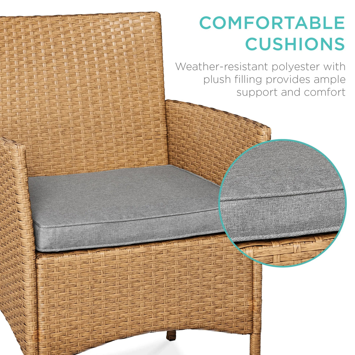 Nouveauté 2026 – Ensemble bistro de jardin 3 pièces en résine tressée Best Choice Products , avec 2 chaises et une table - Gris/Bleu marine