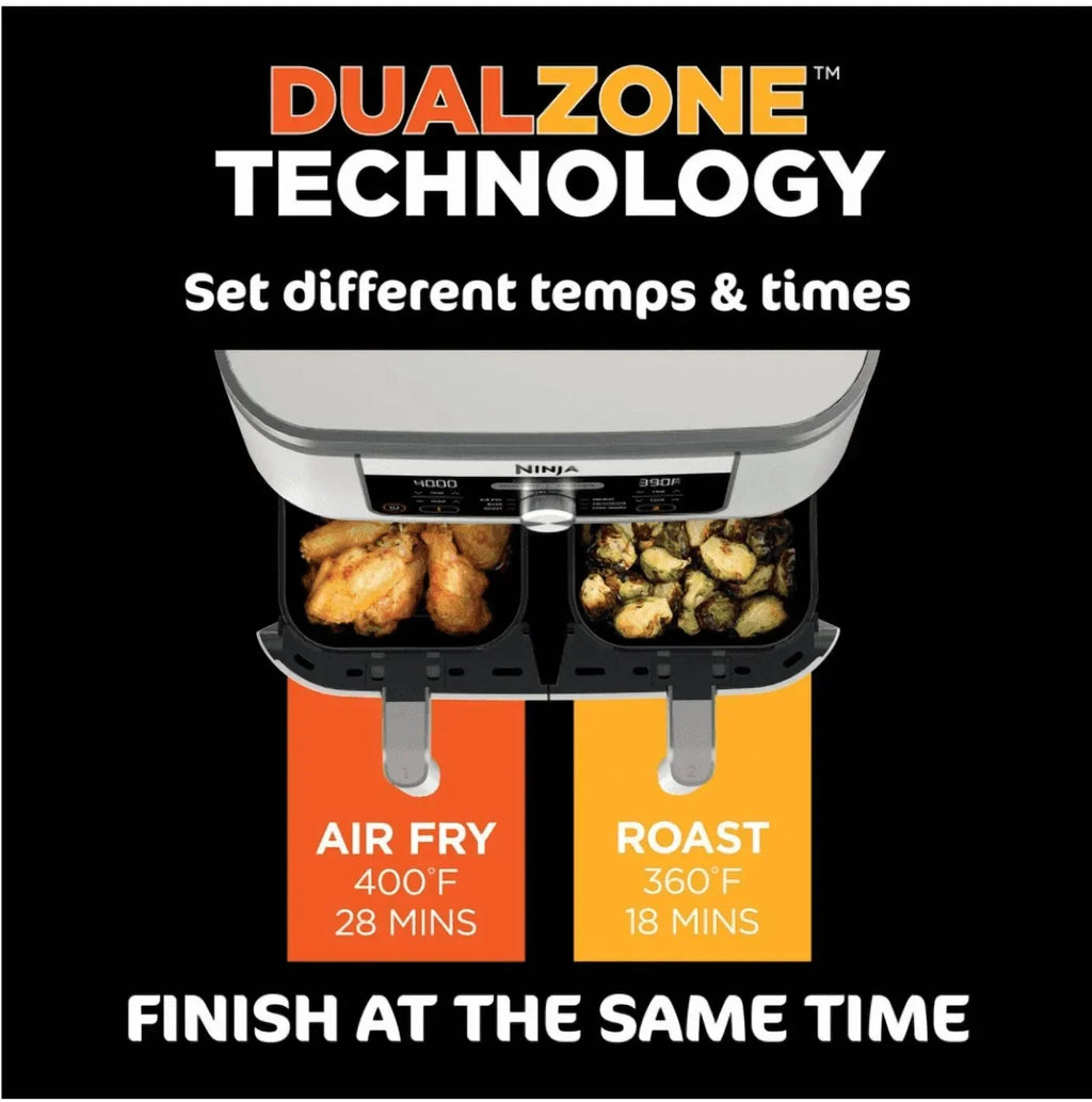 Nouveauté 2026 – Friteuse à air Ninja Foodi 6-en-1, 8 pintes (7,6 L) à 2 paniers avec technologie DualZone - Blanche