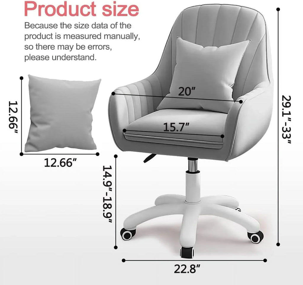 Nouveauté 2026 – Fauteuil de bureau Home , chaise d'ordinateur avec dossier mi-haut capitonné, style moderne, pivotante et réglable en hauteur, en velours blanc