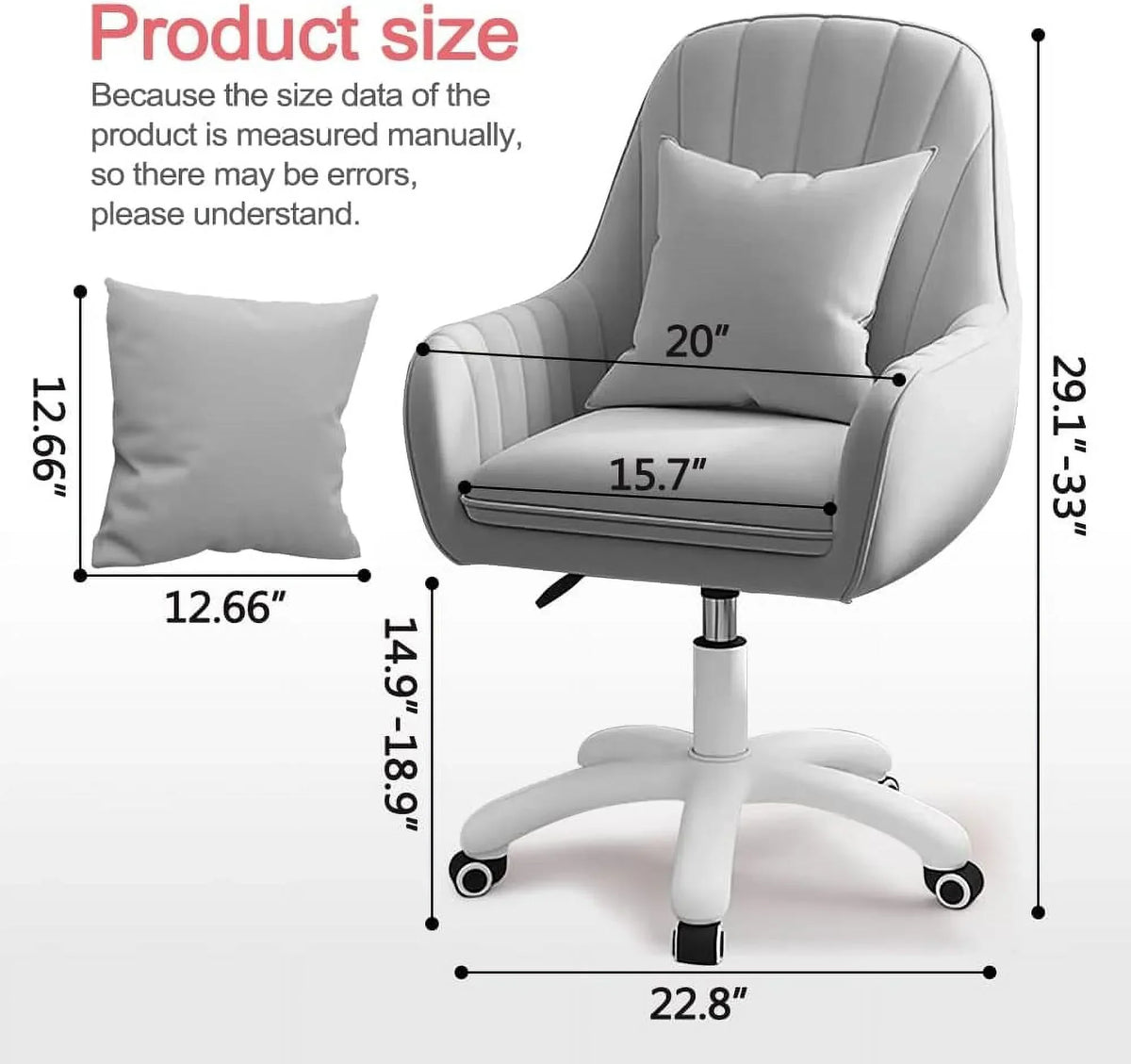 Nouveauté 2026 – Fauteuil de bureau Home , chaise d'ordinateur avec dossier mi-haut capitonné, style moderne, pivotante et réglable en hauteur, en velours blanc