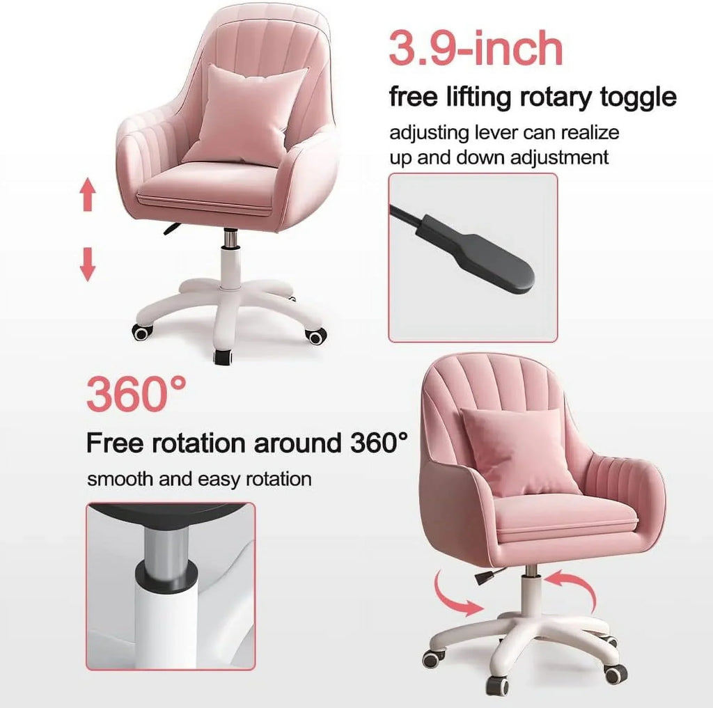 Nouveauté 2026 – Fauteuil de bureau Home , chaise d'ordinateur avec dossier mi-haut capitonné, style moderne, pivotante et réglable en hauteur, en velours blanc