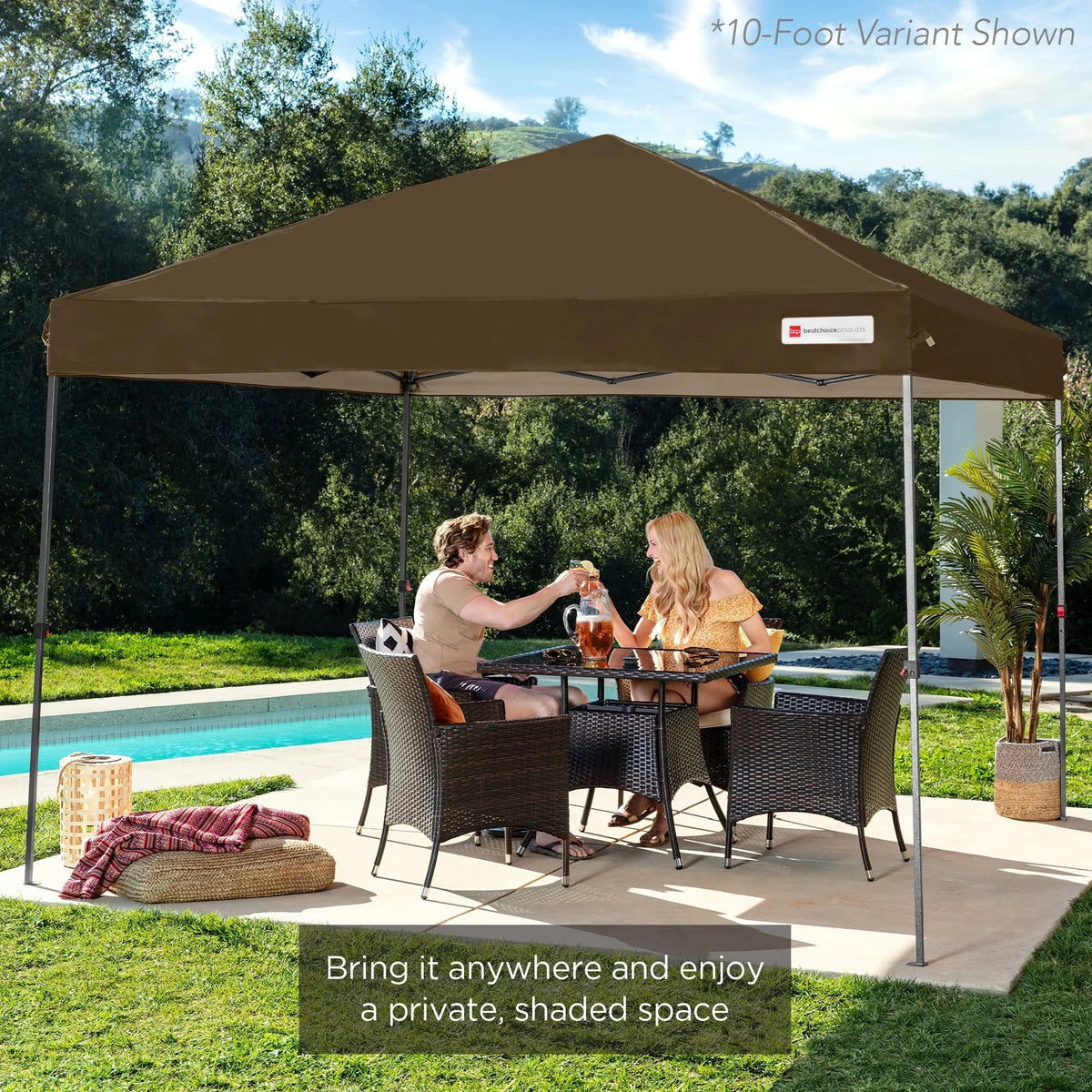 Nouveauté 2026 – Best Choice Products 3,66 m x 3,66 m - Abri pliant facile à monter avec installation en un clic, sac à roulettes et 4 sacs de lestage - Bleu marine