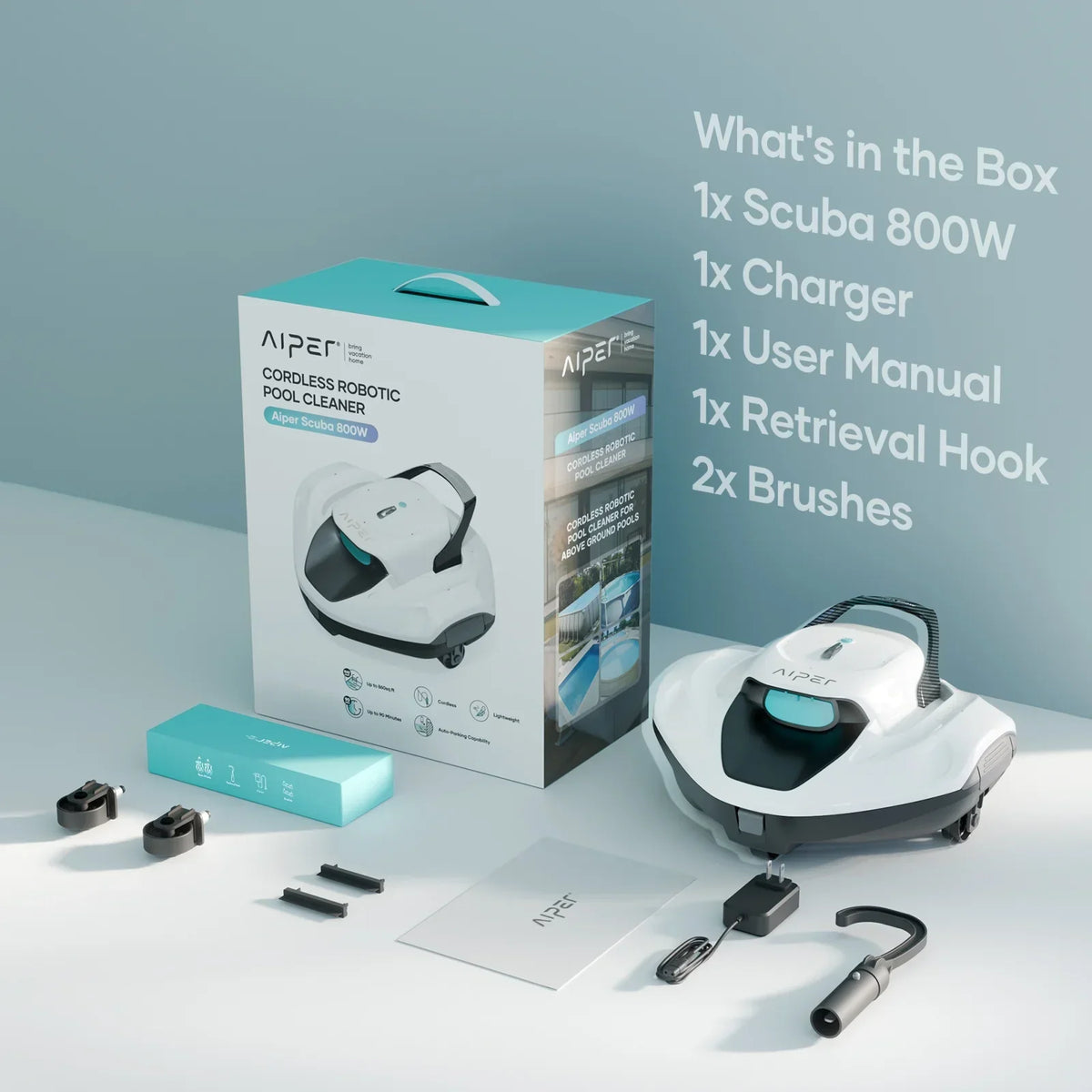 Nouveauté 2026 – Nettoyeur de piscine robotisé automatique sans fil Aiper Scuba 800W pour piscines hors sol