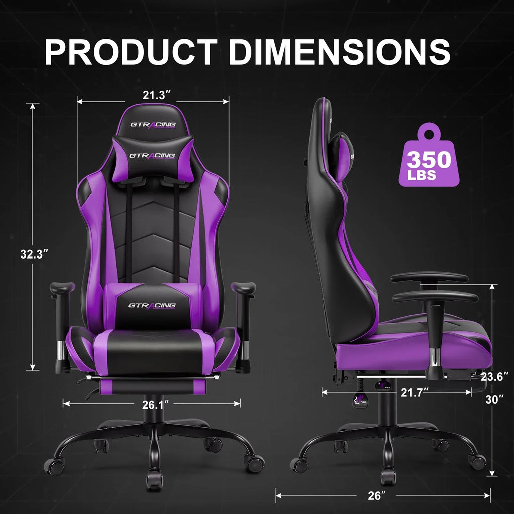 Nouveauté 2026 – Chaise de jeu GTRACING , chaise de bureau ergonomique avec soutien lombaire, revêtement en cuir PU, repose-pieds et appui-tête réglable, rouge