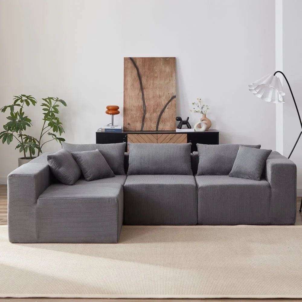 Nouveauté 2026 – Canapé d'angle modulaire en velours côtelé de 264 cm (104 pouces), ensemble de canapés de sol de luxe, mobilier d'intérieur rembourré, canapé compressé en mousse pour salon et chambre, combinaison libre de 4 pièces