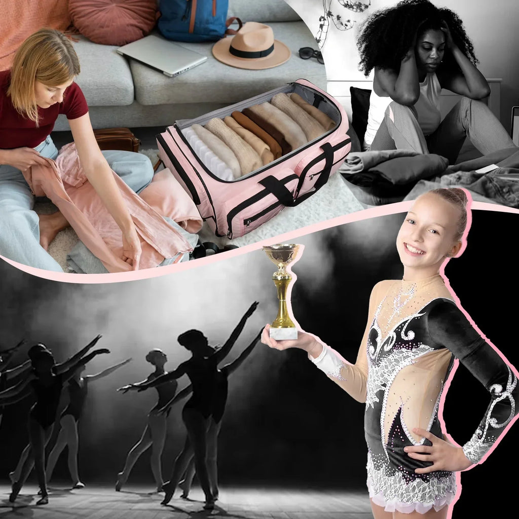 Nouveauté 2026 – Sac de danse Fegat avec portant - Sac de danse pliable à roulettes de 71 cm (28 pouces) pour compétitions, danse, spectacles, streamers et athlètes. Valise légère à roulettes