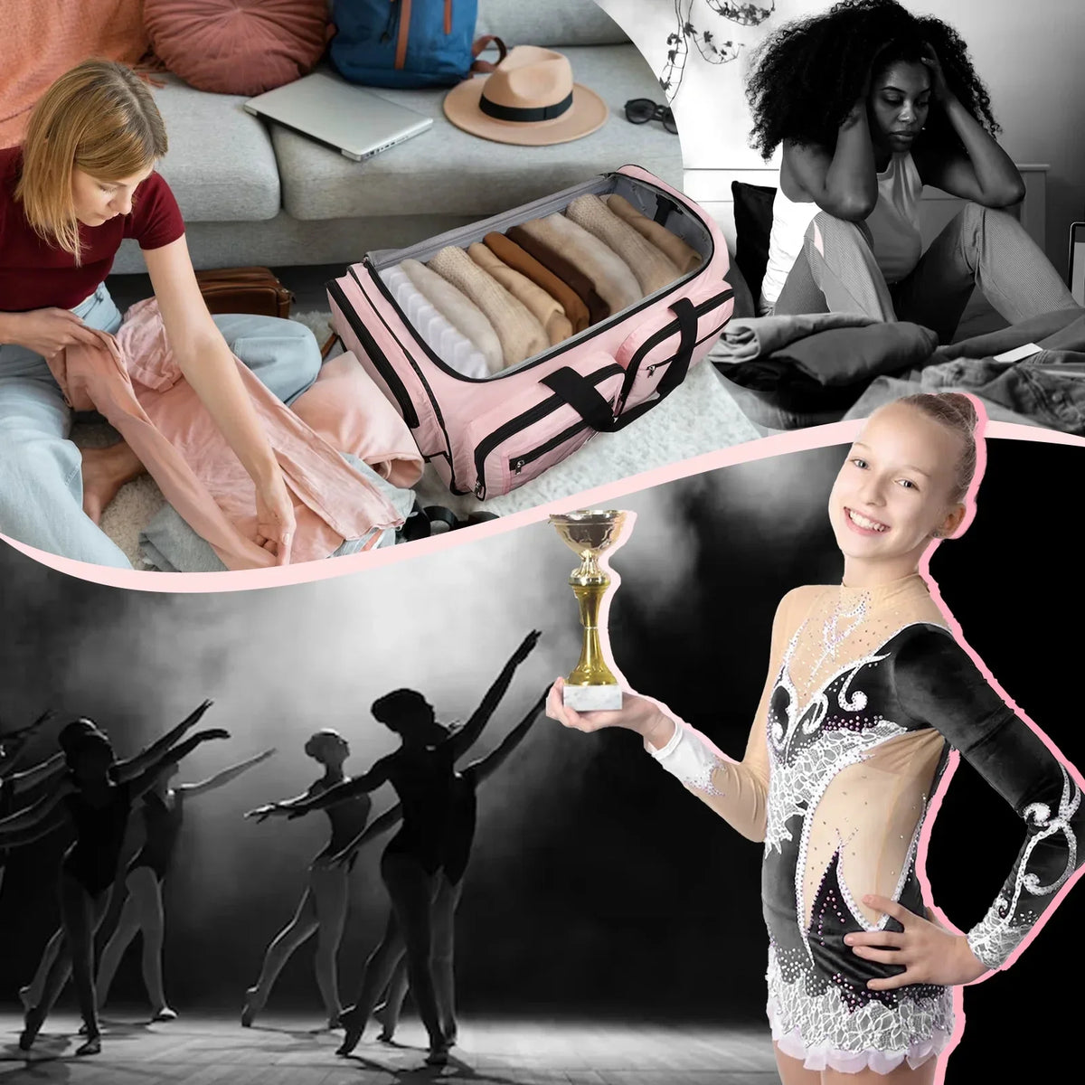 Nouveauté 2026 – Sac de danse Fegat avec portant - Sac de danse pliable à roulettes de 71 cm (28 pouces) pour compétitions, danse, spectacles, streamers et athlètes. Valise légère à roulettes