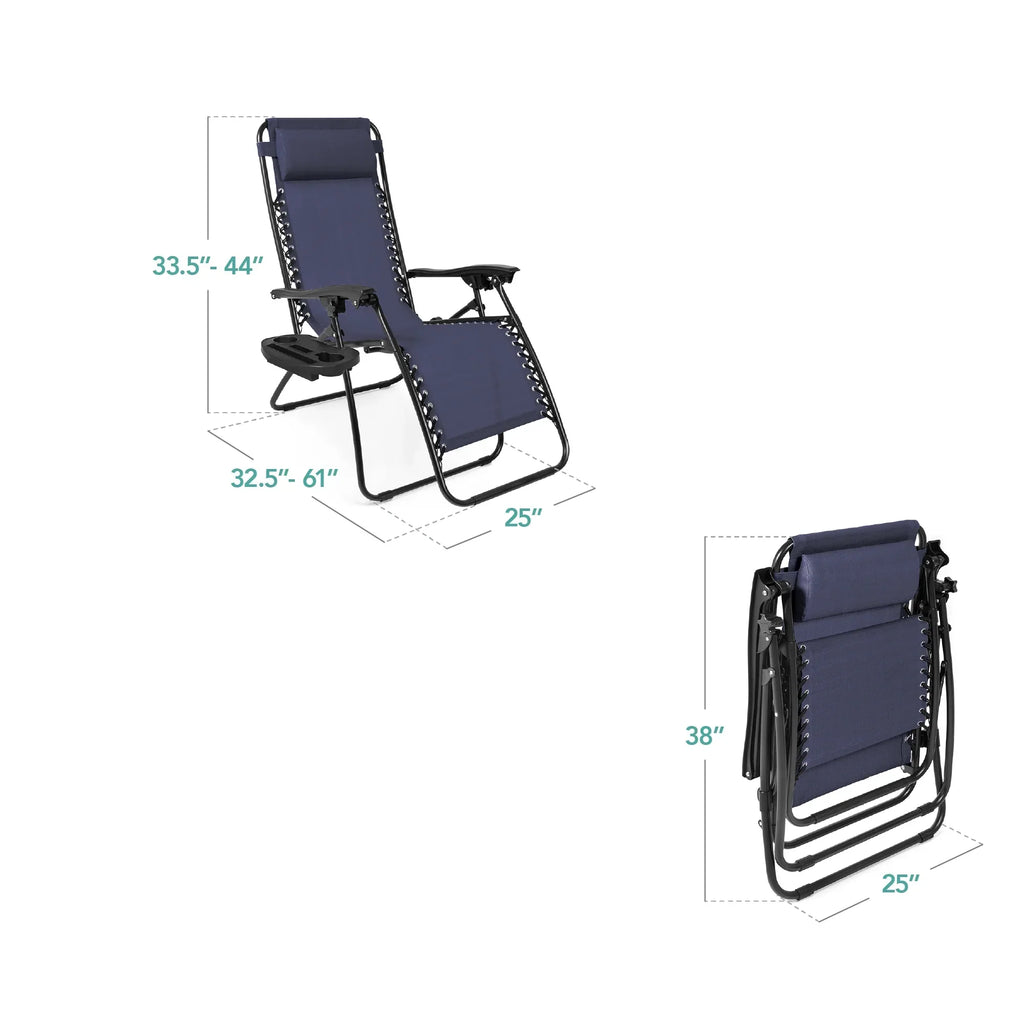 Nouveauté 2026 – Ensemble de 2 fauteuils inclinables zéro gravité Best Choice Products pour terrasse et piscine avec porte-gobelet - Gris