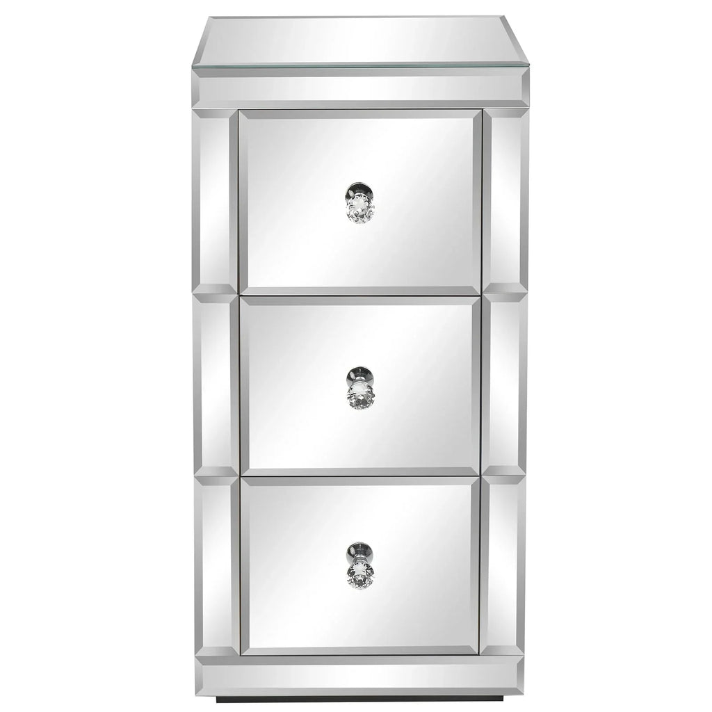 Nouveauté 2026 – Table de chevet Zimtown en verre miroir avec 3 tiroirs et rangement pour chambre à coucher