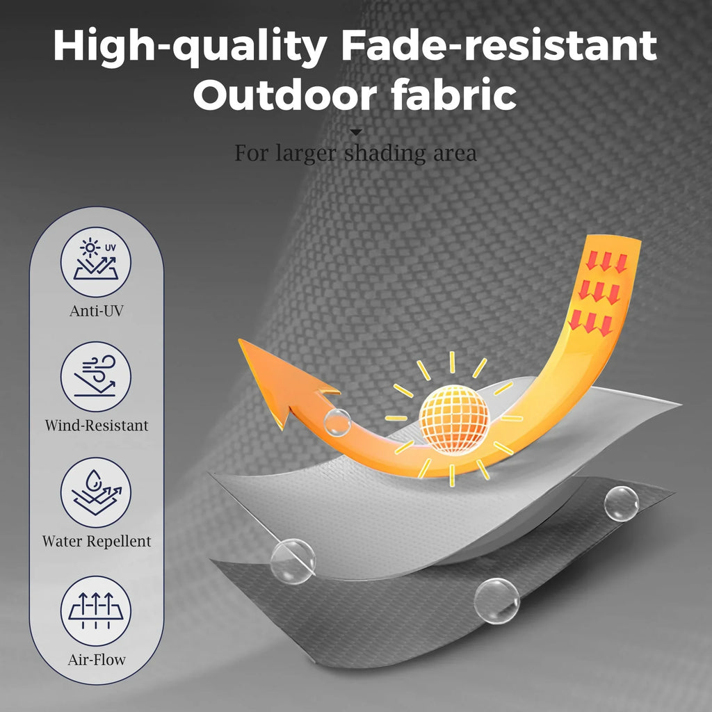Nouveauté 2026 – Parasol de jardin extra-large Alpha Joy 4,57 m (15 pi) à double face avec manivelle et base - Gris fumé