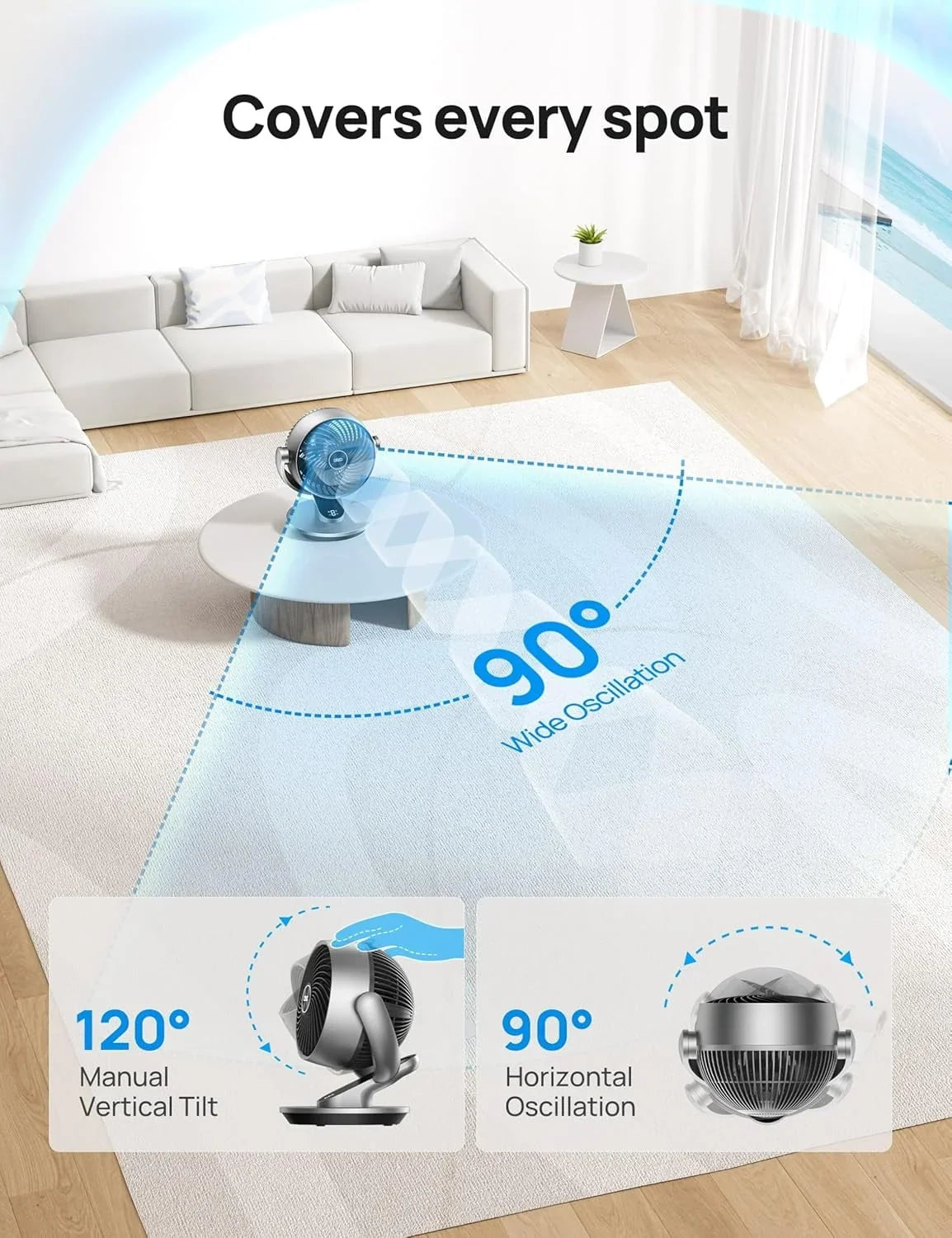 Nouveauté 2026 – Ventilateur oscillant Dreo de 10,24 pouces à 4 vitesses et débit d'air de 343 pi³/min