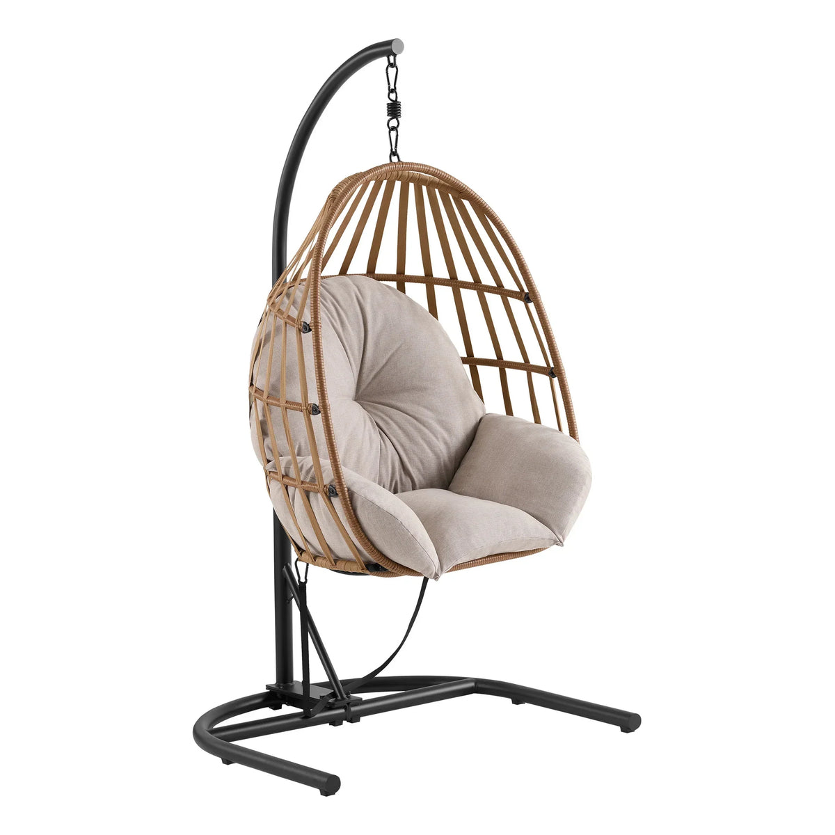 Nouveauté 2026 – Fauteuil suspendu œuf en osier d'extérieur Mainstays, gris, collection