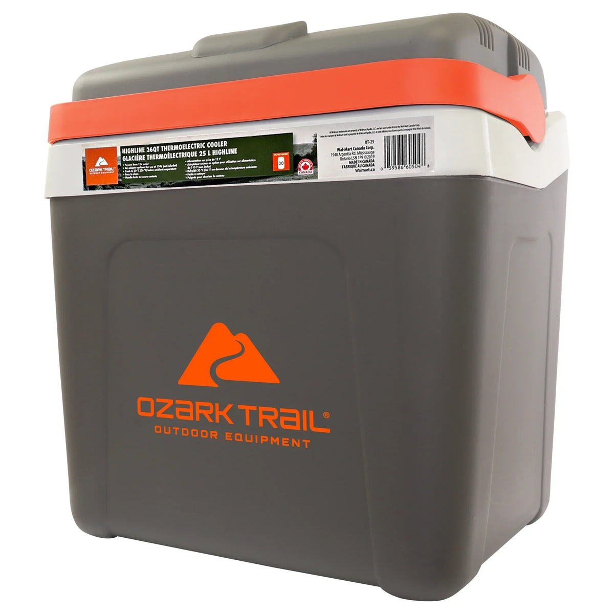 Nouveauté 2026 – Glacière électrique Ozark Trail 26QT 12V portable pour les voyages, la plage, le camping et les pique-niques, isotherme, 30 canettes, sans glace, 24 L, grise