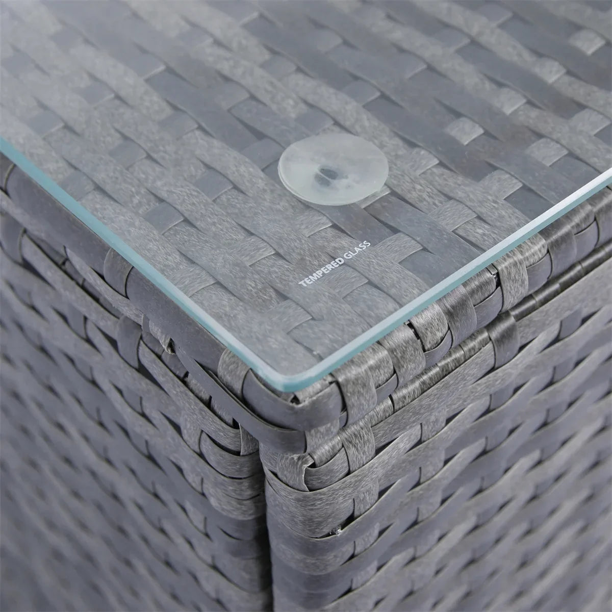Nouveauté 2026 – Ensemble de mobilier de patio 7 pièces , canapé d'angle en rotin PE, ensemble de conversation avec coussins et table basse en verre, pour balcon, pelouse et jardin, gris