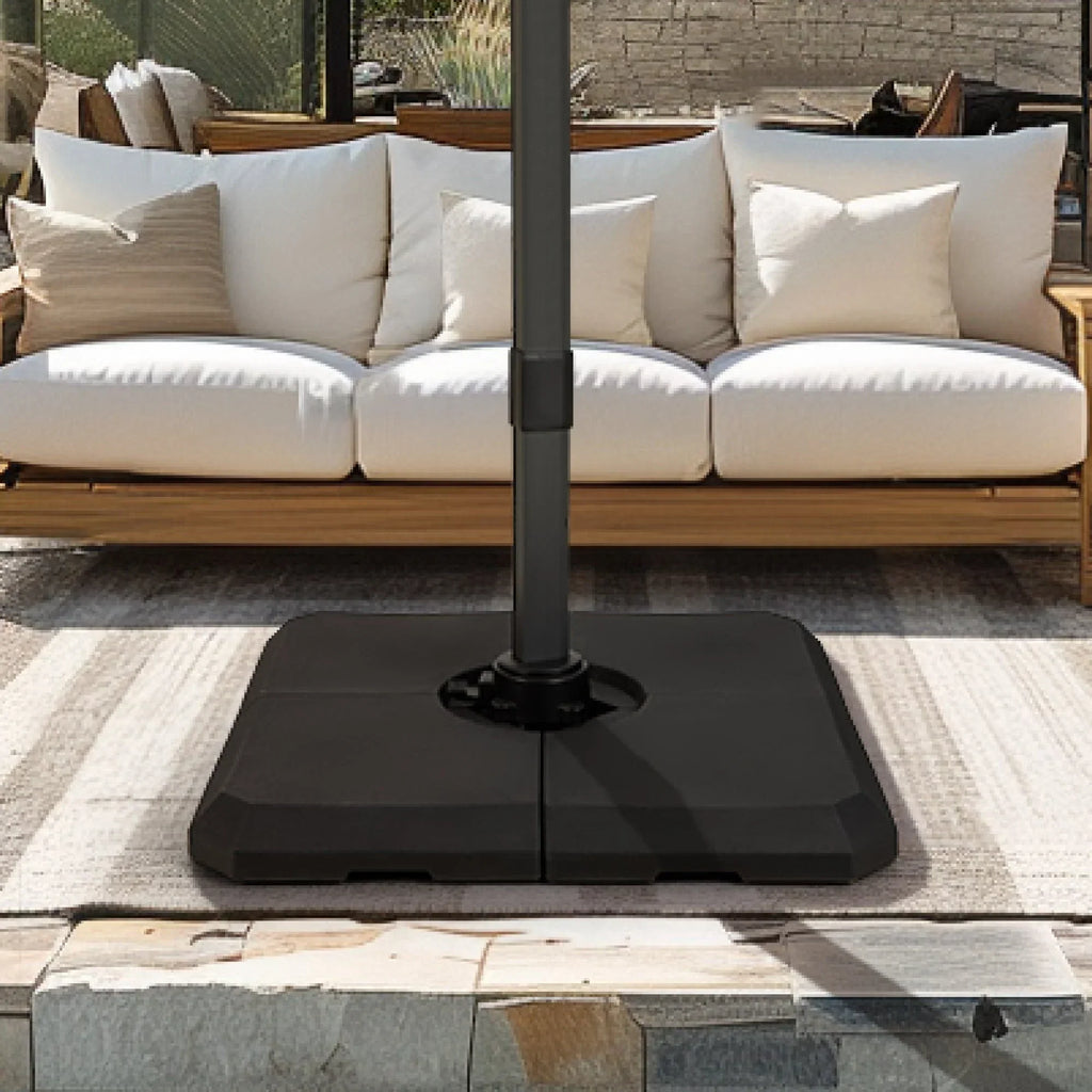 Nouveauté 2026 – Parasol d'extérieur Alpha Joy 12x9pi (3,66 x 2,74 m), grand modèle rectangulaire déporté à double structure, rotation à 360°, beige
