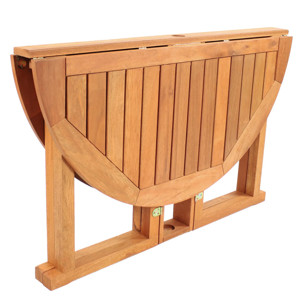 Nouveauté 2026 – Table de salle à manger d'extérieur Sunnydaze 47,25" en bois dur malaisien à abattants