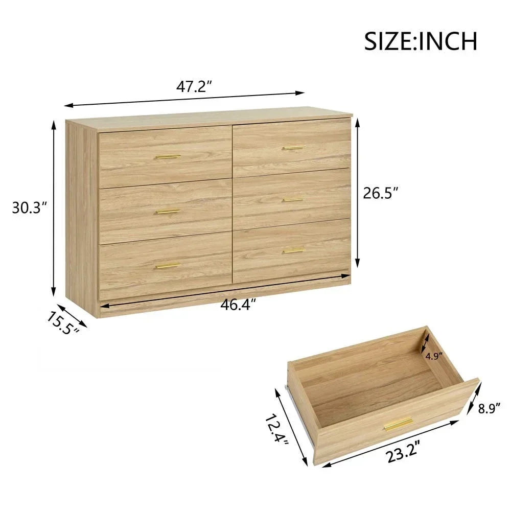Nouveauté 2026 – Commode moderne Kadyn à 6 tiroirs, meuble en bois, commode pour chambre, meuble de rangement de cuisine avec tiroirs, commode (noire