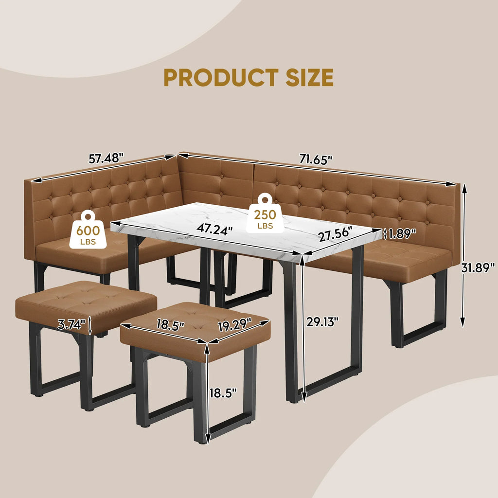 Nouveauté 2026 – Ensemble de salle à manger d'angle 5 pièces Brafab avec table et banc, style moderne, avec banquette rembourrée grise