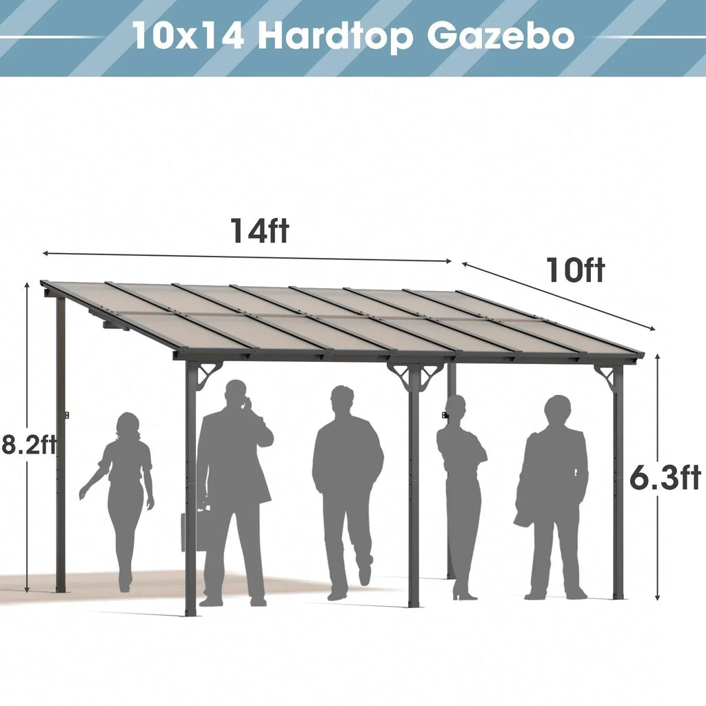 Nouveauté 2026 – Gazebo Aoxun de 2,4 m x 1,5 m pour patio, pergola avec toit incliné, grand auvent mural robuste pour barbecue, idéal pour jardin, terrasse ou patio