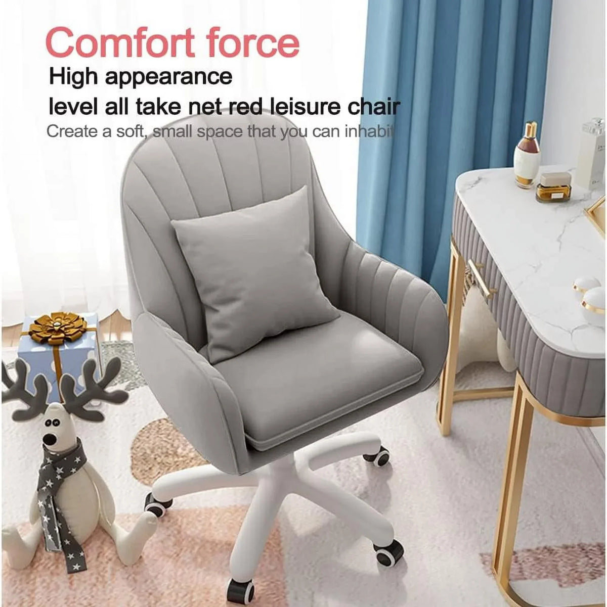 Nouveauté 2026 – Fauteuil de bureau Home , chaise d'ordinateur avec dossier mi-haut capitonné, style moderne, pivotante et réglable en hauteur, en velours blanc