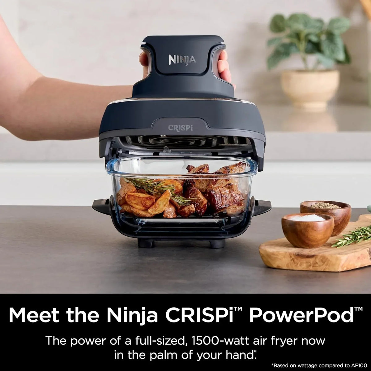Nouveauté 2026 – Friteuse à air portable Ninja Crispi 4-en-1 en verre , récipients de 4 pintes et 6 tasses, Cyberspace
