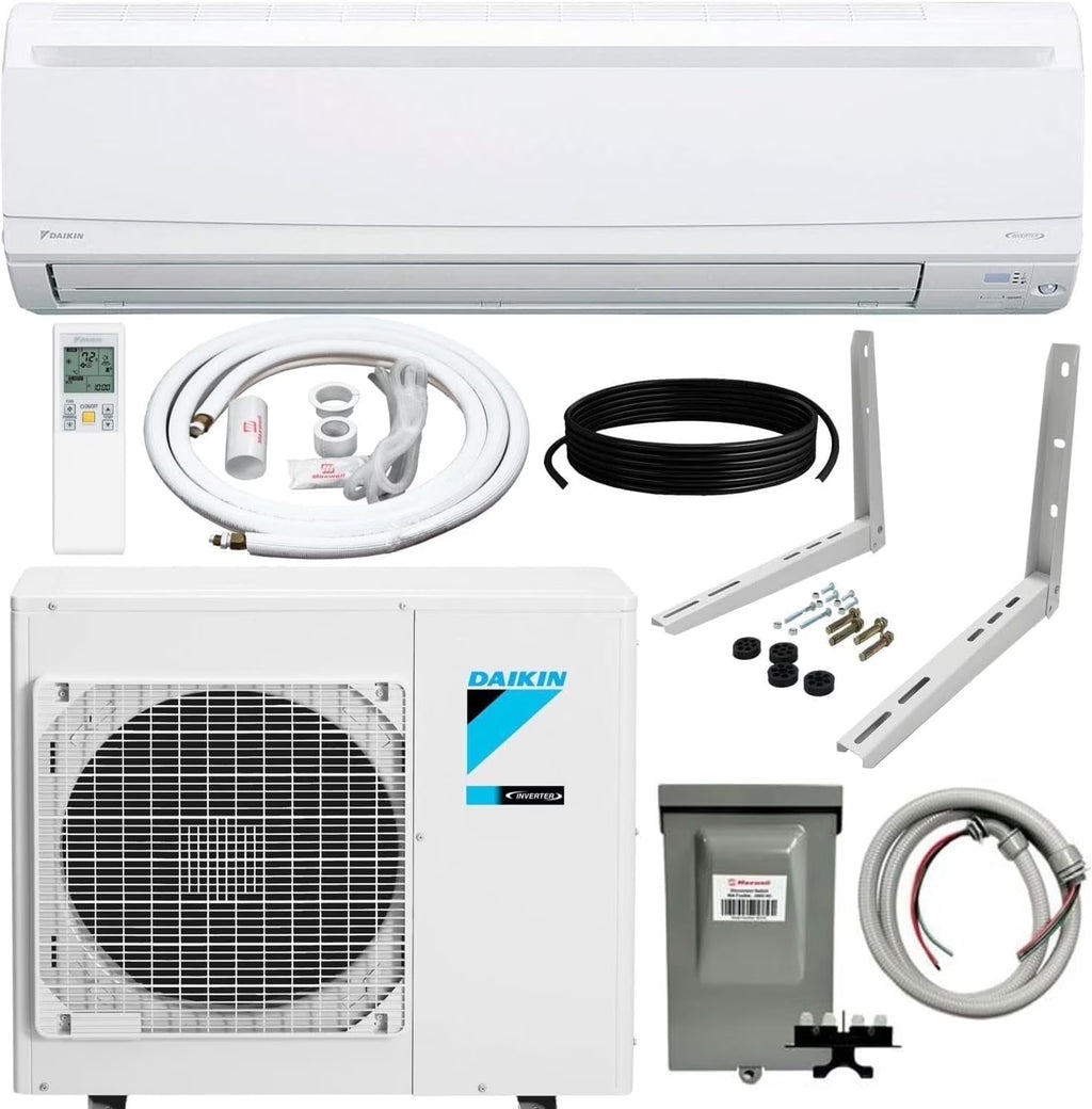 Nouveauté 2026 – Climatiseur mural Daikin série LV, mini-split sans conduit, 15 000 BTU, 20 SEER2, avec kit d'installation de 4,57 m (15 pi), support mural, flexible électrique de 12,7 mm (1/2 po) et fusible de 30 A (-230 V